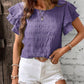 Summer Ruffled Short-sleeved T-shirt Casual Round Neck Pleated Design Top For Women Clothing