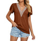 Women's Temperament Fashion Lace V-neck Short-sleeved Tops