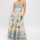 High-waisted Cotton-linen Printed Camisole Casual Fashionable Dress