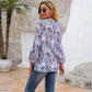 Women's Fashion Personality Printed V-neck Long-sleeved T-shirt