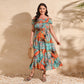 Off-shoulder Printed Maxi Dress For Women