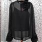 Three-dimensional Plate Flower Stand Collar Long Sleeve Slightly See-through Thin Two-piece Shirt