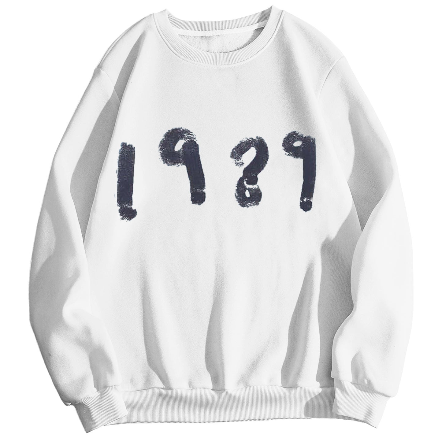 Pull décontracté à manches longues et col rond, style 1989
