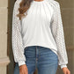 Women's Lace Patchwork Round Neck Pleated Long Sleeve Top