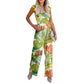 Women's Casual Ruffled Shoulder Straps High Waist Solid Color Wide Leg Jumpsuit