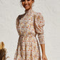 Small floral elastic waist big swing dress