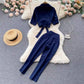 Lace-up Turn-down Collar Short Sleeve Shirt Top Leisure Suit