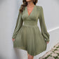 Retro Long Sleeve Solid Color Women's Dress