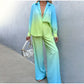 Loose Printed Long Sleeve Shirt Casual Fashion Two-piece Suit