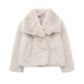 Cardigan à revers et manches longues en fausse fourrure pour femme, manteau court et ample