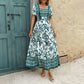 Holiday Floral Print A- Line Dress Women's Clothing
