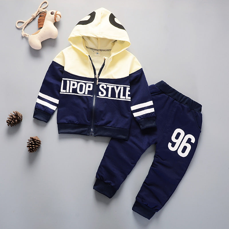 Casual 1-5 Year Old Cartoon Alphabet Children's Suit With Hood