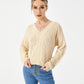 Pull décontracté extensible à col en V pour femme