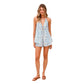 New Casual And Stylish Linen-printed Lace-up Backless Shorts Set