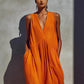 Summer Solid-Color V-Neck Resort-Style Womens Dress