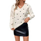 Women's Fashion All-match Love Embroidery V-neck Pullover Sweater