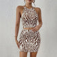Zebra-print Sleeveless Skirt Set European And American Fashion