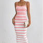 Women's Striped Spaghetti Straps Hip Dress