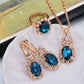 Europe And The United States Personalized Water Drop Color Diamond Necklace, Earrings, Rings Set, Shiny High-end Bridal Jewelry Wholesale