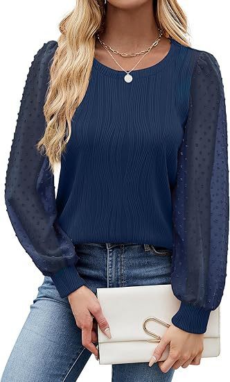 Women's Round Neck Chiffon Puff Sleeve Fashion