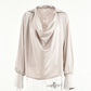 Women's Loose Top With Low Cut Sway Neck Design