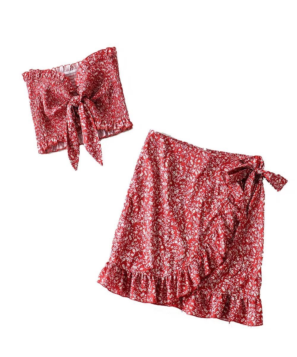 European And American Style Women's Clothing French Strap Tank-top Skirt Suit