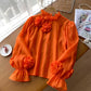 European And American Simple Lantern Sleeve Shirt Women