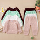 Ensemble printemps-automne pour garçons et filles, couleur bonbon, couleur unie, pois, col rond, manches longues, pantalon, vêtements pour enfants
