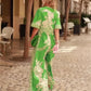 New Fashion Women's Clothing Printed Jumpsuit V-neck