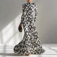 Womens Long Sleeve Sexy High Waist Maxi Dress With A Flared Silhouette And Pleated Details