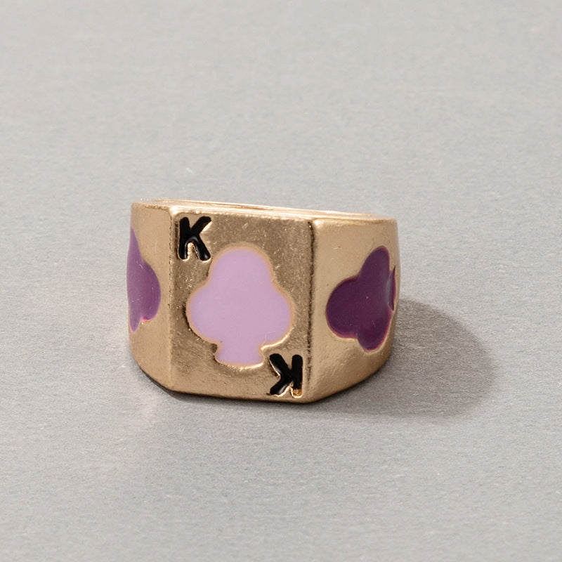 Cute Cartoon Dripping Oil Ins Wind Color Multi-element Single Ring