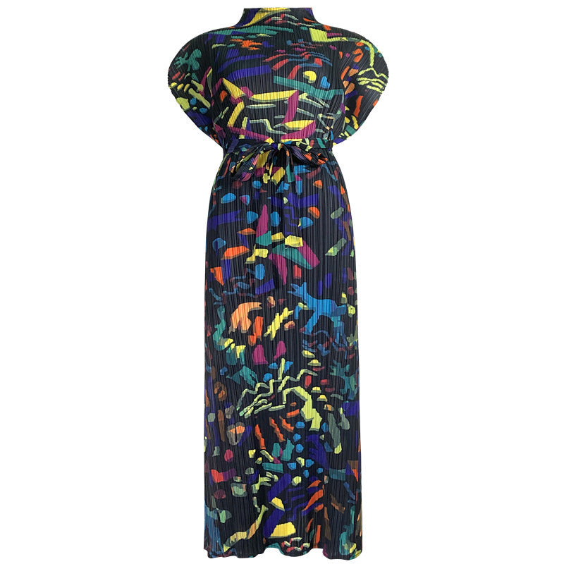 Robe mi-longue slim à imprimé graffiti pour femme