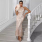 European And American Style Women's Wear Sequins Dress Round Neck Off-shoulder Backless
