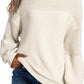 Solid Color Lantern Sleeve Pullover Round Neck Sweater