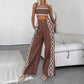 Women's Crop-top Spaghetti-strap Trousers Two-piece Suit