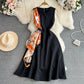 Lightly Mature Retro Elegance Sleeveless Round Neck Waist Trimming Slimming Sleeveless A- Line Dress