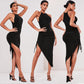 Robe irrégulière pour femme avec bretelles