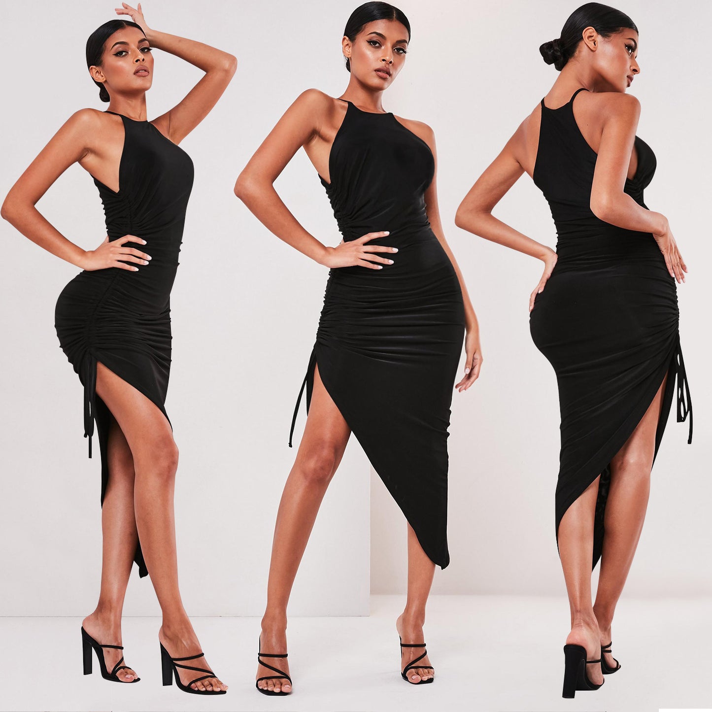 Robe irrégulière pour femme avec bretelles
