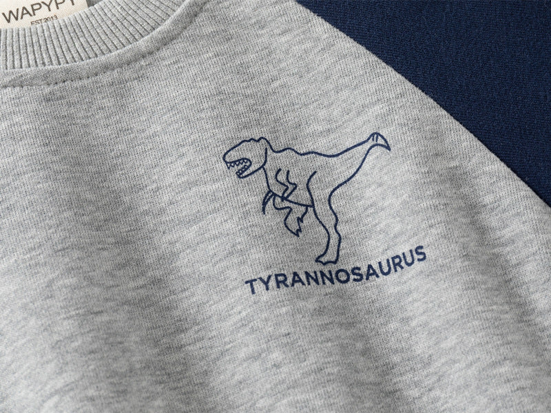 Combinaison à manches longues pour enfants, imprimé dinosaure, couleur contrastée