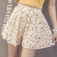 Chiffon large size wide leg pants half length loose printed shorts