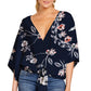 Spring And Summer New V-neck Short-sleeved Printed Loose Top Women's