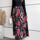 Women's Fashion Flower Multicolor Printing Long Sleeve Dress