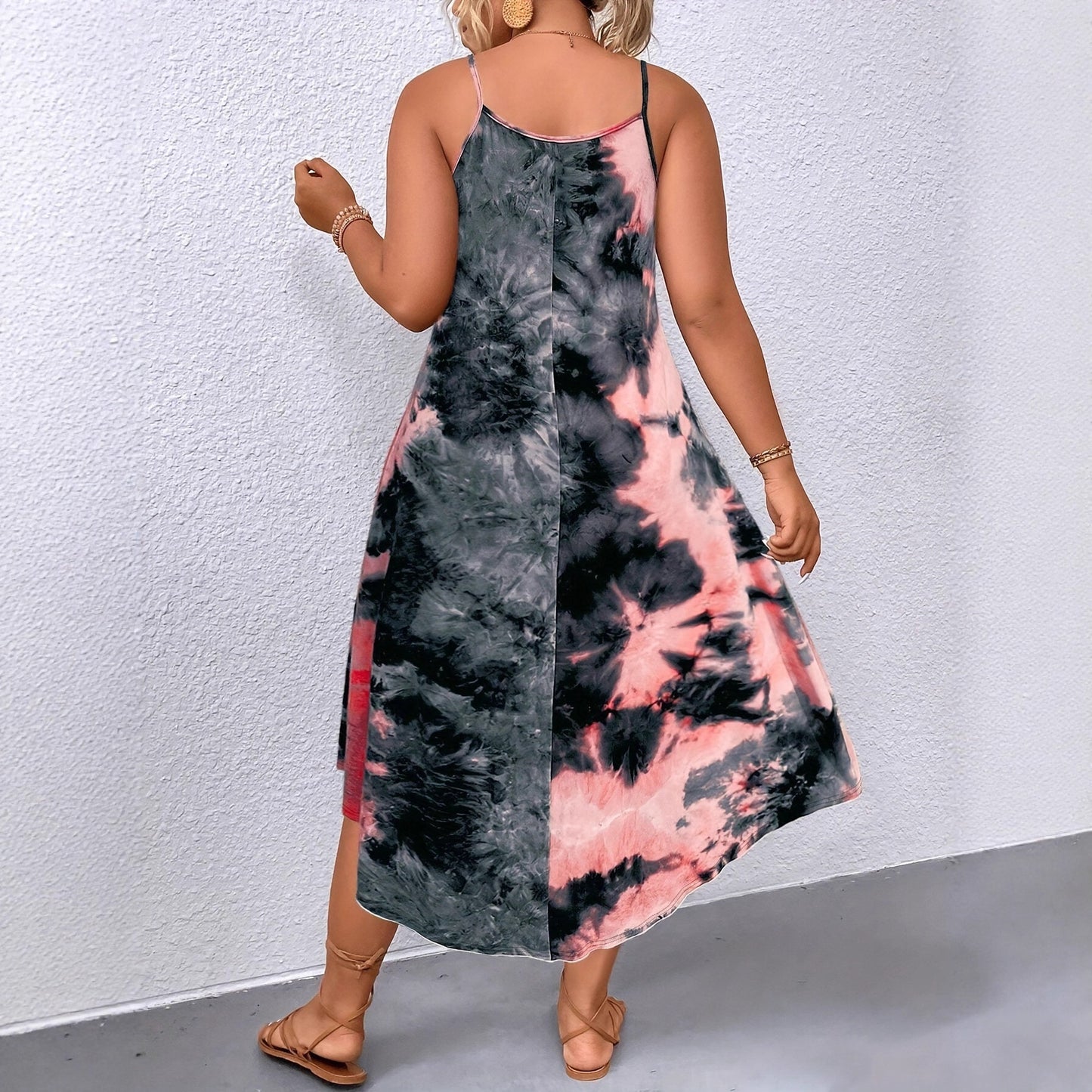 Stylish Summer Casual Loose Sleeveless V-Neck 3D Digital Print Slip Dress