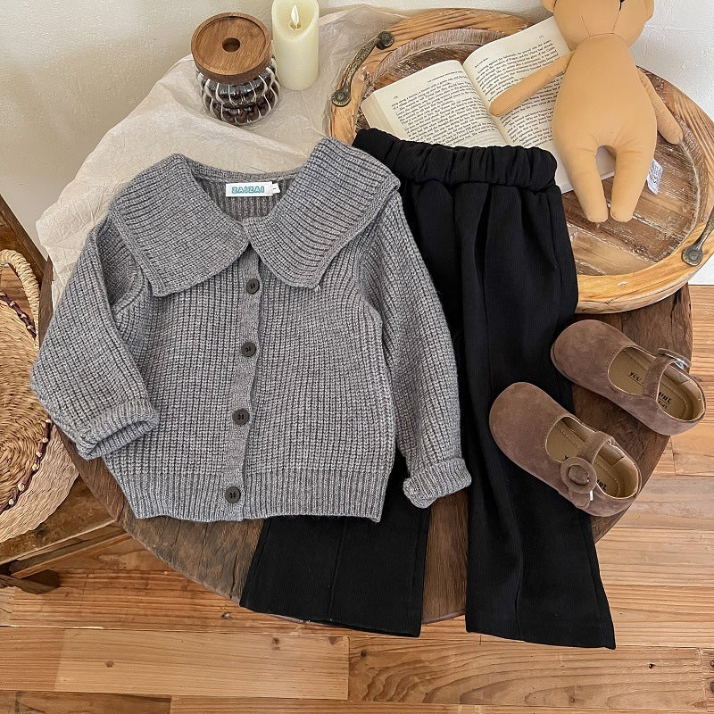 Nouvel ensemble cardigan-manteau pour fille