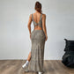 Women's Casual Versatile Leopard Print Suspender Long Dress