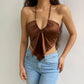 Stitching Cross Halterneck Deep V Vest