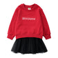 Girls' Tunic Long-sleeved T-shirt + Mesh Short Skirt Two-piece