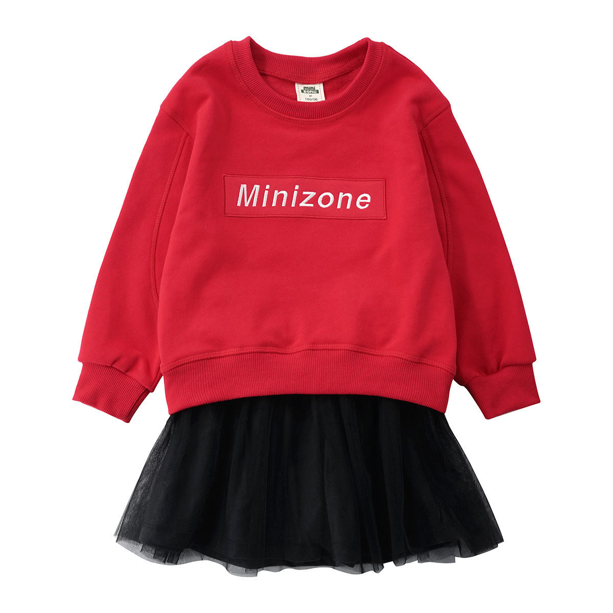 Ensemble deux pièces tunique, t-shirt à manches longues et jupe courte en maille pour fille