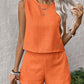 European And American Solid Color Women Sleeveless Vest Shorts Casual Fashion Two-piece Set