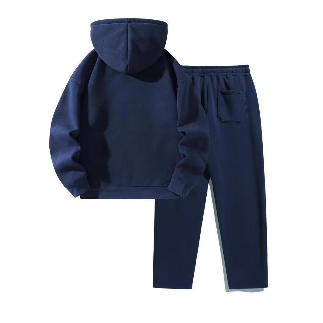Women's Casual Lapel Half-zip Sweatshirt And Wide-leg Pants Set